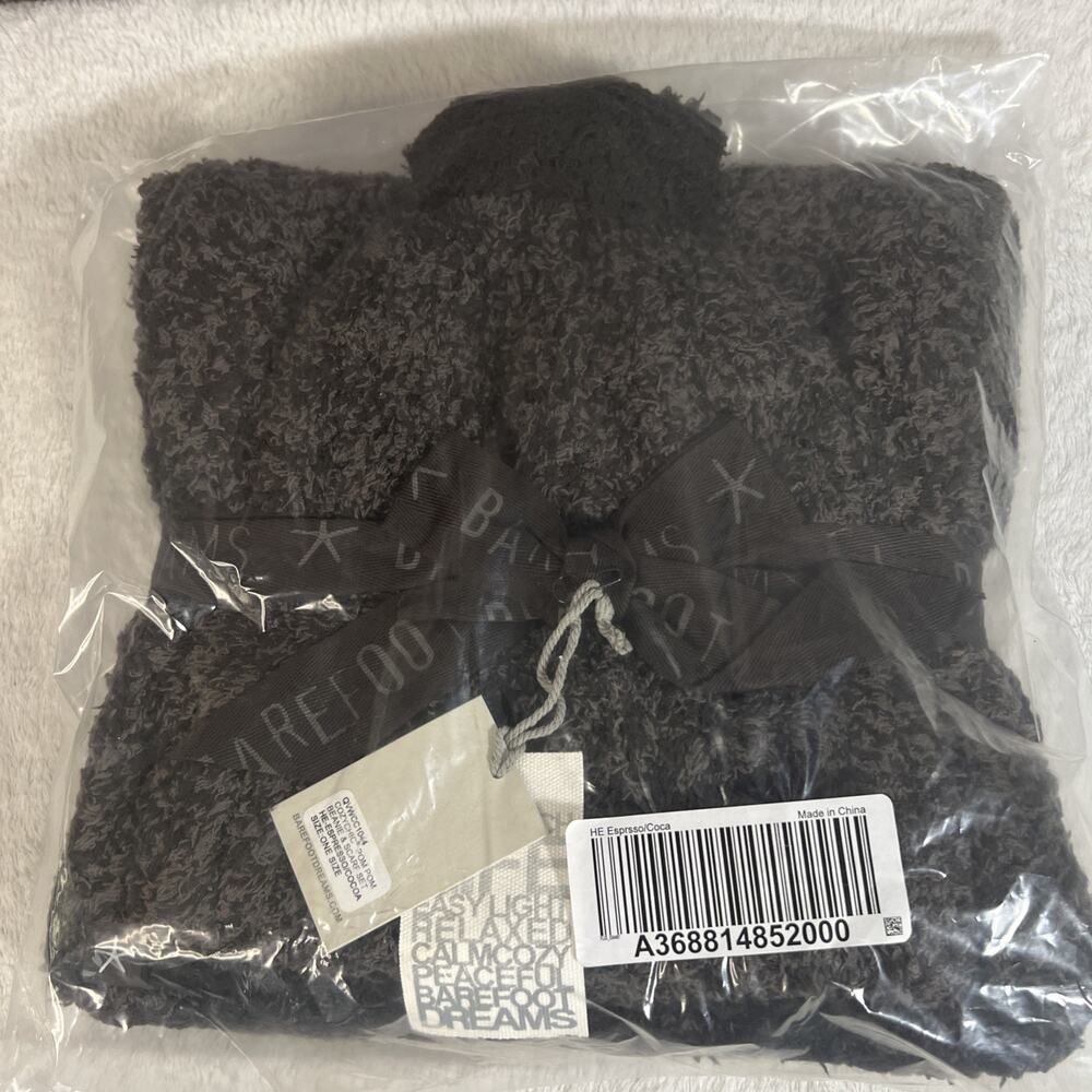 Barefoot Dreams CozyChic Beanie Pom Pom & Scarf Set Espresso Cocoa Warm Winter